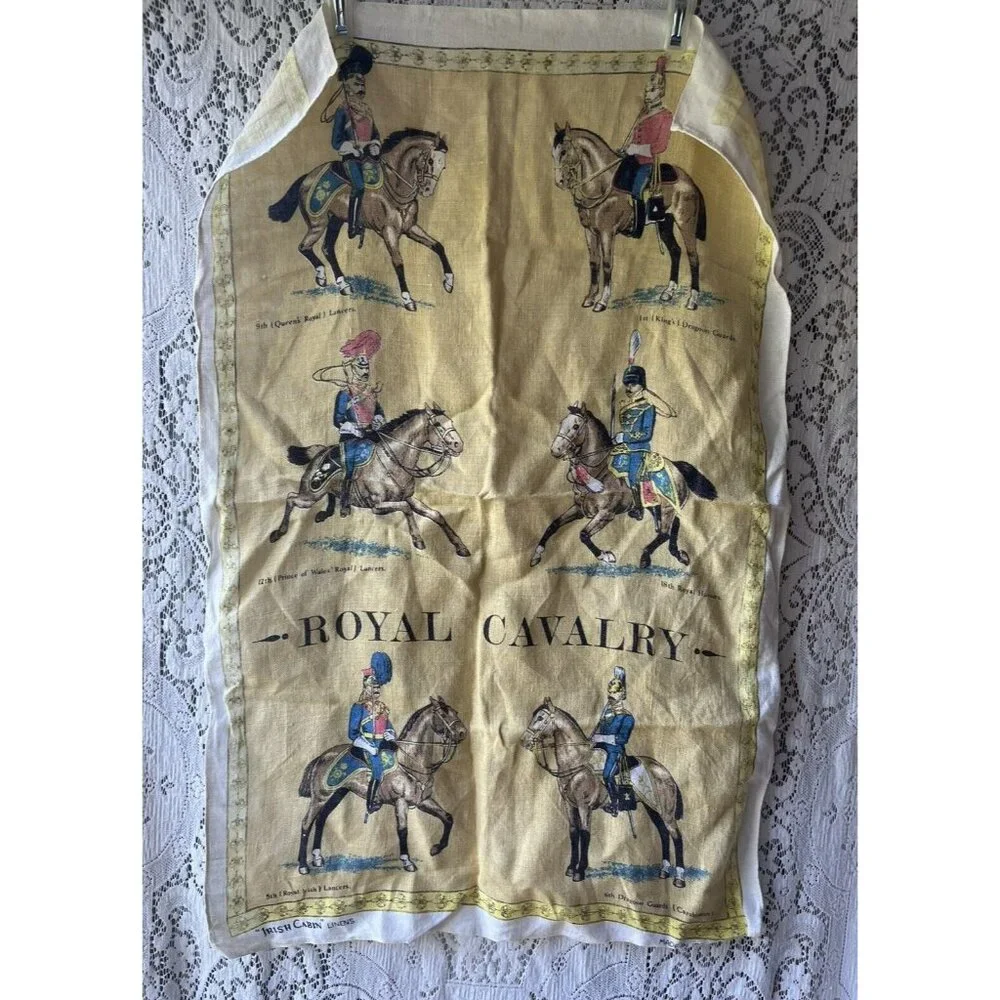 Vintage‎ Irish Cabin Linens Royal Cavalry Ireland Linen Victorian Tea Towel